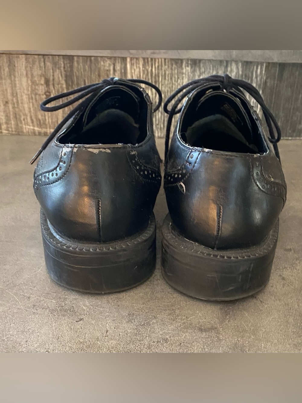 3/25$ Men's Black Wingtip Derby Dress Shoes - Picture 3 of 6